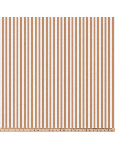 Cretonne de coton, rayures, noisette