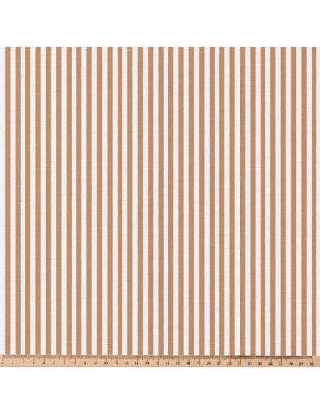 Tissu, Cretonne de Coton Rayures, Noisette, Laize 150 cm, 100% Coton 115g/m²