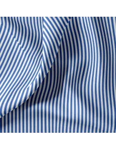 Tissu, Cretonne de Coton Rayures, Bleu, Laize 150 cm, 100% Coton 115g/m² 2