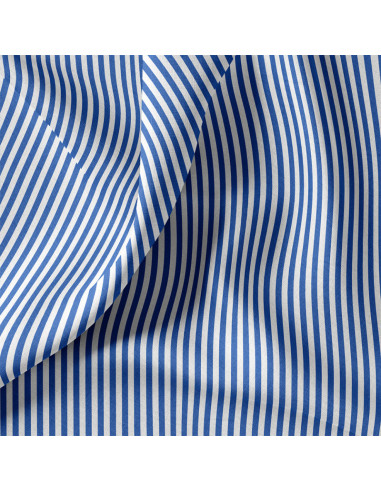 Tissu, Cretonne de Coton Rayures, Bleu, Laize 150 cm, 100% Coton 115g/m²