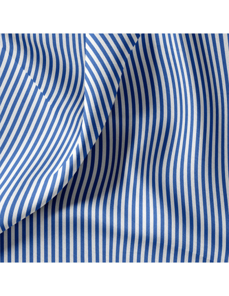 Tissu, Cretonne de Coton Rayures, Bleu, Laize 150 cm, 100% Coton 115g/m²