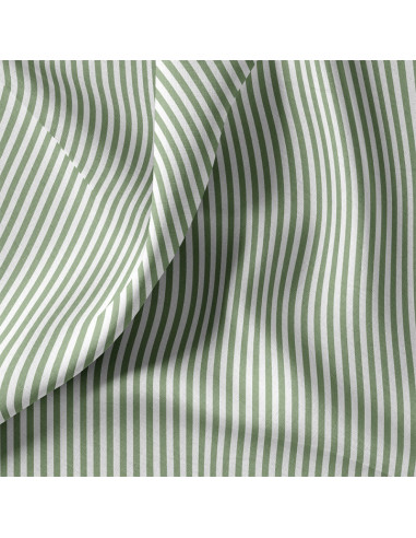 Tissu, Cretonne de Coton Rayures, Vert, Laize 150 cm, 100% Coton 115g/m²