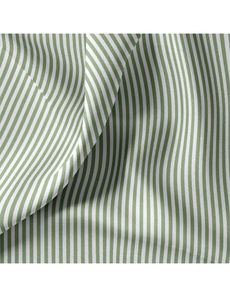 Tissu, Cretonne de Coton Rayures, Vert, Laize 150 cm, 100% Coton 115g/m²
