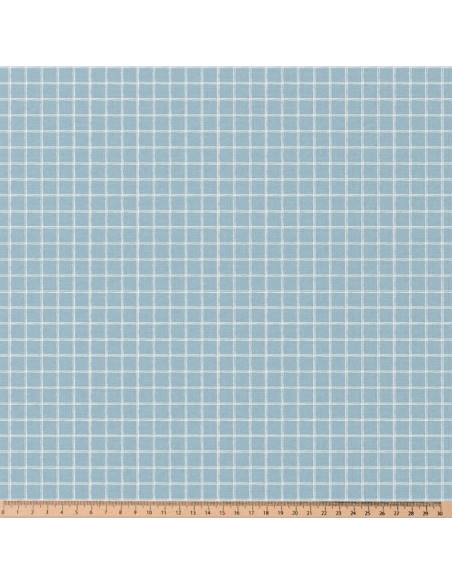 Cretonne de coton, carreaux, bleu