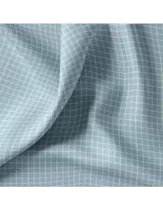 Tissu, Cretonne de Coton à Carreaux, Bleu, Laize 150 cm, 100% Coton 115g/m² 2