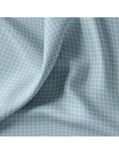 Tissu, Cretonne de Coton à Carreaux, Bleu, Laize 150 cm, 100% Coton 115g/m²