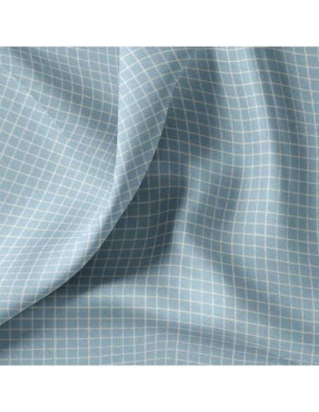 Tissu, Cretonne de Coton à Carreaux, Bleu, Laize 150 cm, 100% Coton 115g/m²