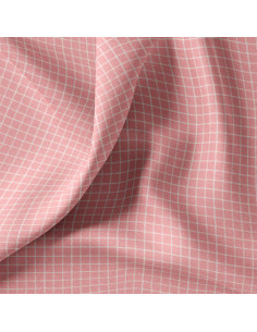 Cretonne de coton, carreaux, rose 2