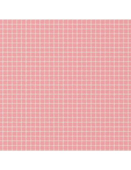 Tissu, Cretonne de Coton à Carreaux, Rose, Laize 150 cm, 100% Coton 115g/m²
