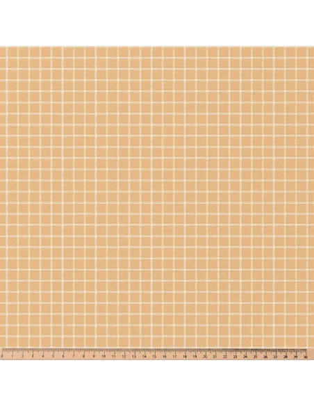 Cretonne de coton, carreaux, jaune moutarde
