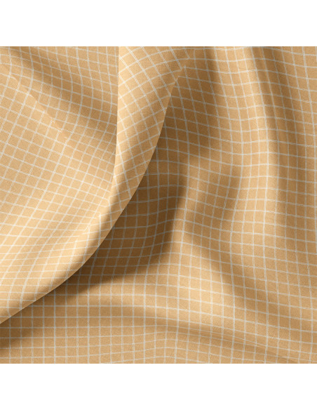 Tissu, Cretonne de Coton à Carreaux, Jaune Moutarde, Laize 150 cm, 100% Coton 115g/m²