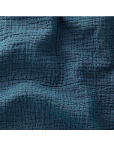 Tissu, Double Gaze de Coton Unie, Bleu Paon, Laize 130 cm, 100% Coton 125g/m²
