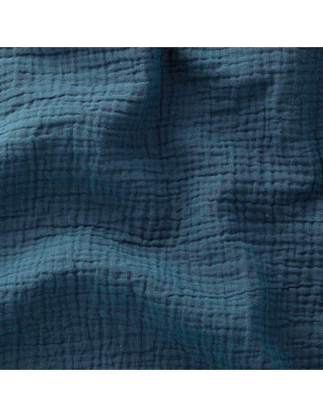 Tissu, Double Gaze de Coton Unie, Bleu Paon, Laize 130 cm, 100% Coton 125g/m²