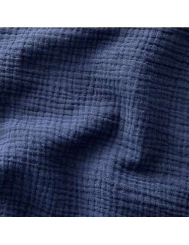 Tissu, Double Gaze de Coton Unie, Bleu Indigo, Laize 130 cm, 100% Coton 125g/m²
