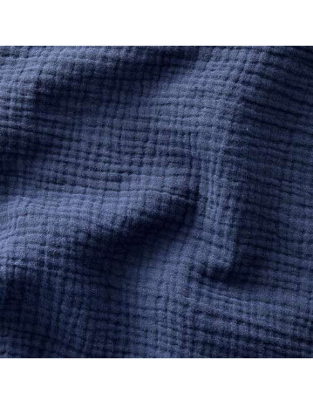 Tissu, Double Gaze de Coton Unie, Bleu Indigo, Laize 130 cm, 100% Coton 125g/m²