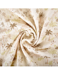 Tissu, Double Gaze de Coton, Motifs Savane Multicolore, Laize 130 cm, 100% Coton 125g/m² 2