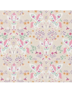 Tissu, Cretonne de Coton Licorne, Multicolore, Laize 150 cm, 100% Coton 115g/m²