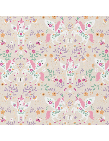 Tissu, Cretonne de Coton Licorne, Multicolore, Laize 150 cm, 100% Coton 115g/m²