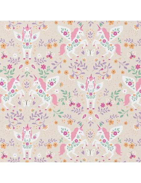 Tissu, Cretonne de Coton Licorne, Multicolore, Laize 150 cm, 100% Coton 115g/m²