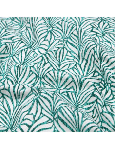 Tissu, Coton Enduit Motif Jacky, Vert, Laize 155 cm, 78% Coton 22% Acrylique 180g/m²