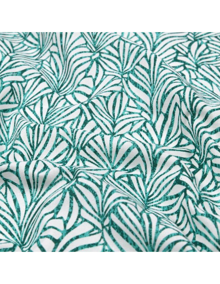 Tissu, Coton Enduit Motif Jacky, Vert, Laize 155 cm, 78% Coton 22% Acrylique 180g/m²