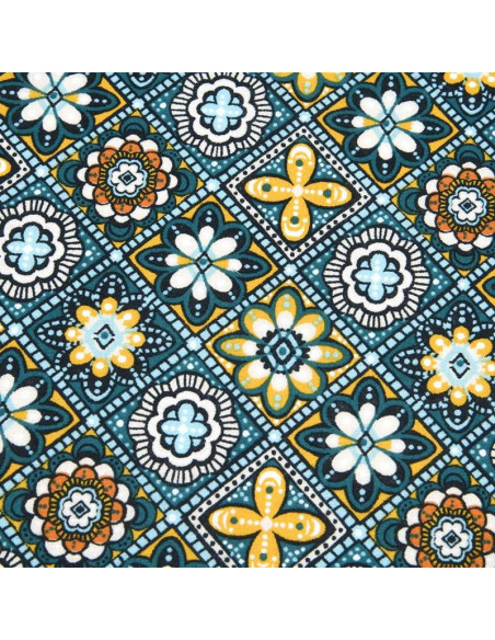 Tissu, Coton Enduit Marrakech, Jaune Multicolore, Laize 155 cm, 78% Coton 22% Acrylique 180g/m²