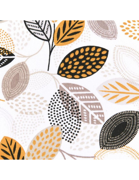Tissu, Coton Enduit Motif Peuplier, Orange Multicolore, Laize 140 cm, 87% Coton 13% Acrylique 145g/m²