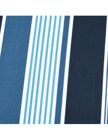 Tissu, Coton Enduit Rayures Bayadères, Bleu Marine Bleu Denim & Blanc, Laize 140 cm, 87% Coton 13% Acrylique 145g/m²