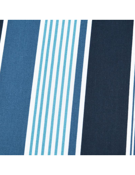 Tissu, Coton Enduit Rayures Bayadères, Bleu Marine Bleu Denim & Blanc, Laize 140 cm, 87% Coton 13% Acrylique 145g/m²