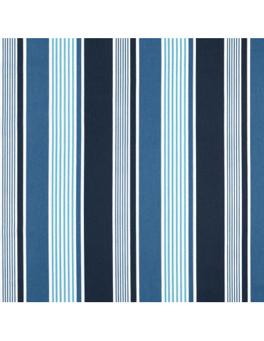 Tissu, Coton Enduit Rayures Bayadères, Bleu Marine Bleu Denim & Blanc, Laize 140 cm, 87% Coton 13% Acrylique 145g/m²