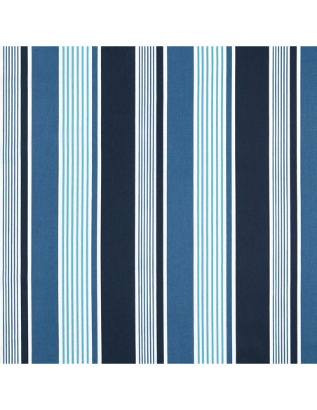 Tissu, Coton Enduit Rayures Bayadères, Bleu Marine Bleu Denim & Blanc, Laize 140 cm, 87% Coton 13% Acrylique 145g/m²