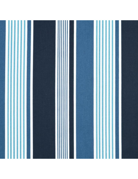 Tissu, Coton Enduit Rayures Bayadères, Bleu Marine Bleu Denim & Blanc, Laize 140 cm, 87% Coton 13% Acrylique 145g/m²