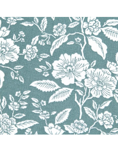 Tissu, Coton Enduit Fleuri Bonaugure, Céladon, Laize 140 cm, 87% Coton 13% Acrylique 145g/m² 2