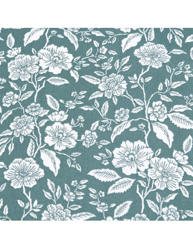 Tissu, Coton Enduit Fleuri Bonaugure, Céladon, Laize 140 cm, 87% Coton 13% Acrylique 145g/m²