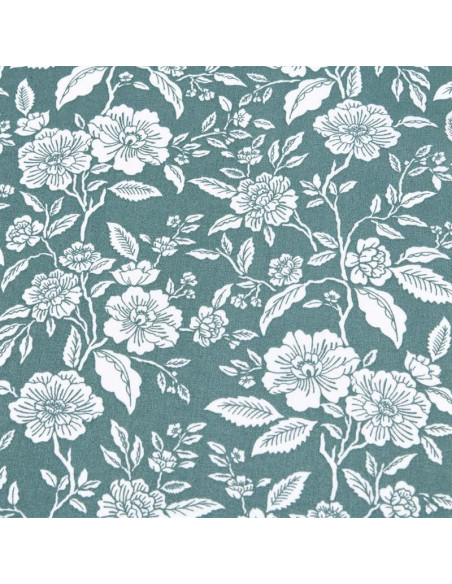 Tissu, Coton Enduit Fleuri Bonaugure, Céladon, Laize 140 cm, 87% Coton 13% Acrylique 145g/m²