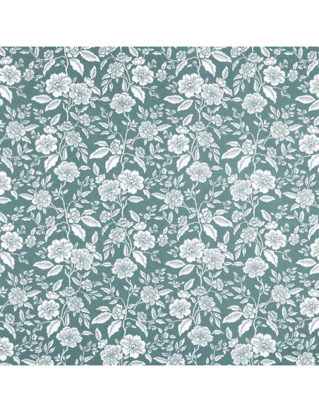 Tissu, Coton Enduit Fleuri Bonaugure, Céladon, Laize 140 cm, 87% Coton 13% Acrylique 145g/m²