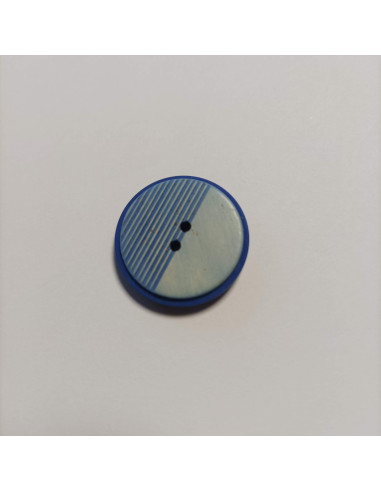 Bouton polyester 2 trous, 27mm, rond, bleu