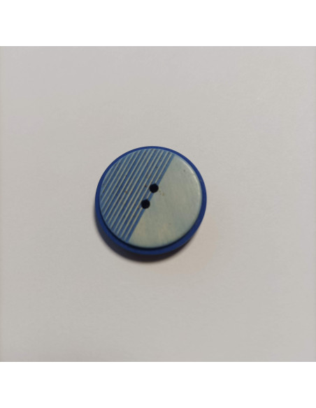 Bouton polyester 2 trous, 27mm, rond, bleu