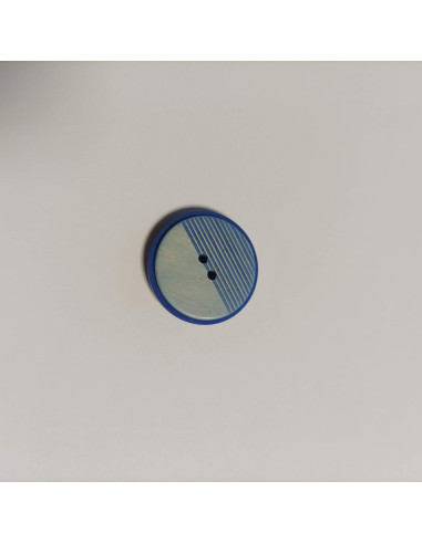 Bouton polyester 2 trous, 27mm, rond, bleu