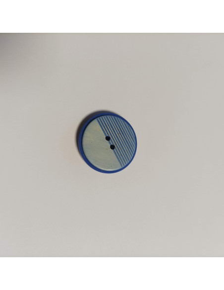 Bouton polyester 2 trous, 27mm, rond, bleu