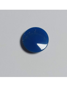 Bouton polyester à pied ,23mm, rond, bleu ,demi lune à paillettes 2