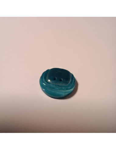 Bouton polyester 2 trous ,23mm, rond , bleu