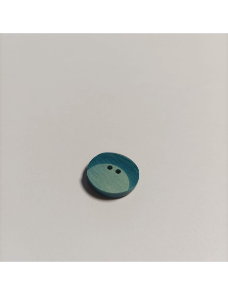 Bouton polyester 2 trous ,18mm, rond , bleu canard
