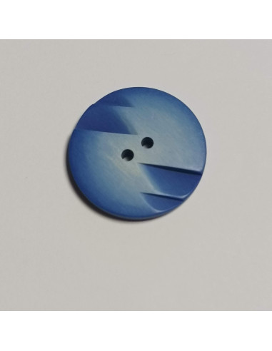Bouton polyester 2 trous ,27mm, rond , bleu