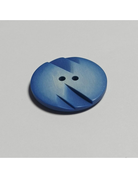 Bouton polyester 2 trous ,27mm, rond , bleu