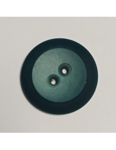 Bouton polyester 2 trous ,30mm, rond , bleu canard