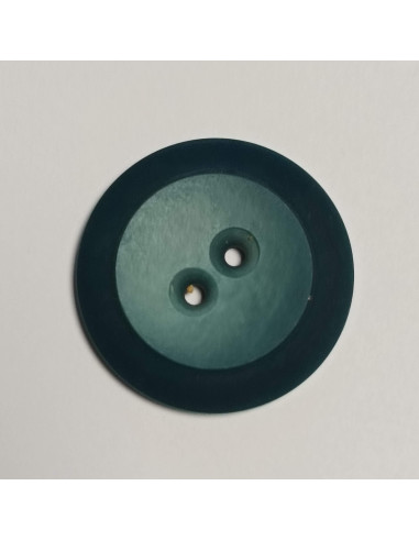 Bouton polyester 2 trous ,30mm, rond , bleu canard