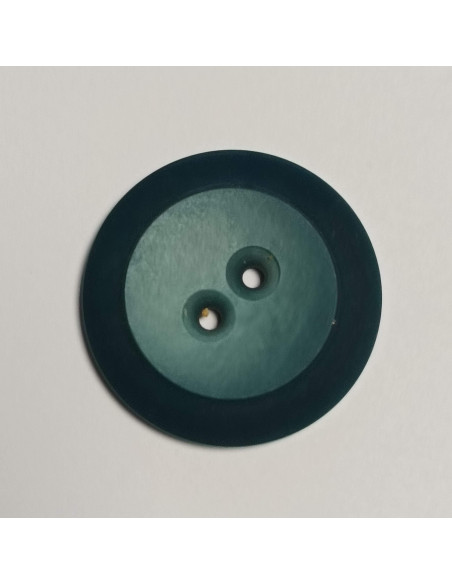 Bouton polyester 2 trous ,30mm, rond , bleu canard