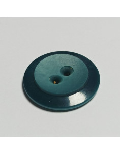 Bouton polyester 2 trous ,30mm, rond , bleu canard 2
