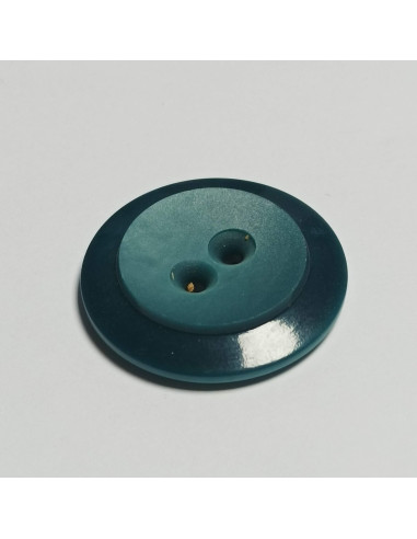 Bouton polyester 2 trous ,30mm, rond , bleu canard